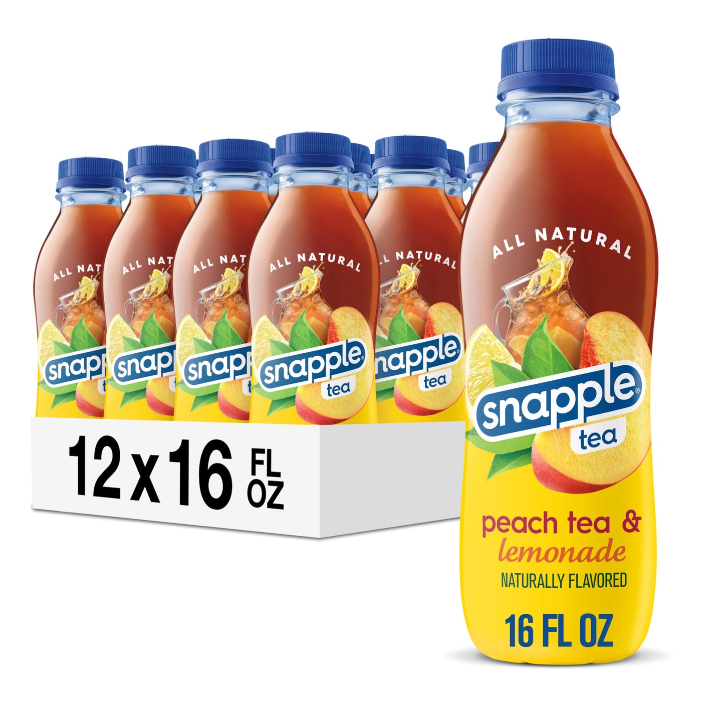 Snapple Zero Sugar Peach Tea, 16 fl oz recycled plastic bottle (Pack of 12) - Collins Global Snack Store