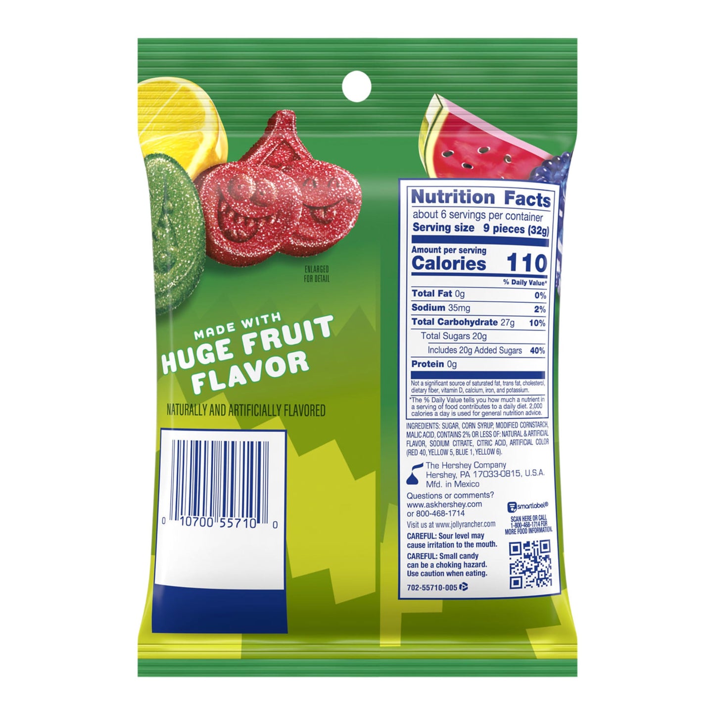 JOLLY RANCHER Sour Gummies Assorted Fruit Flavored Candy, 6.5 oz Bag