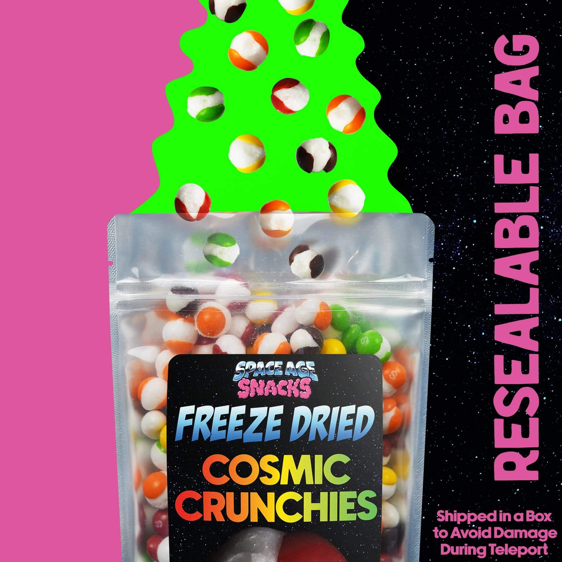 Premium Freeze Dried Candy - 4 Ounce Original Cosmic Crunchies Freeze Dried Candy Shipped in Box for Extra Protection - Space Age Snacks Freeze Dry Crunchies for All Ages - Collins Global Snack Store