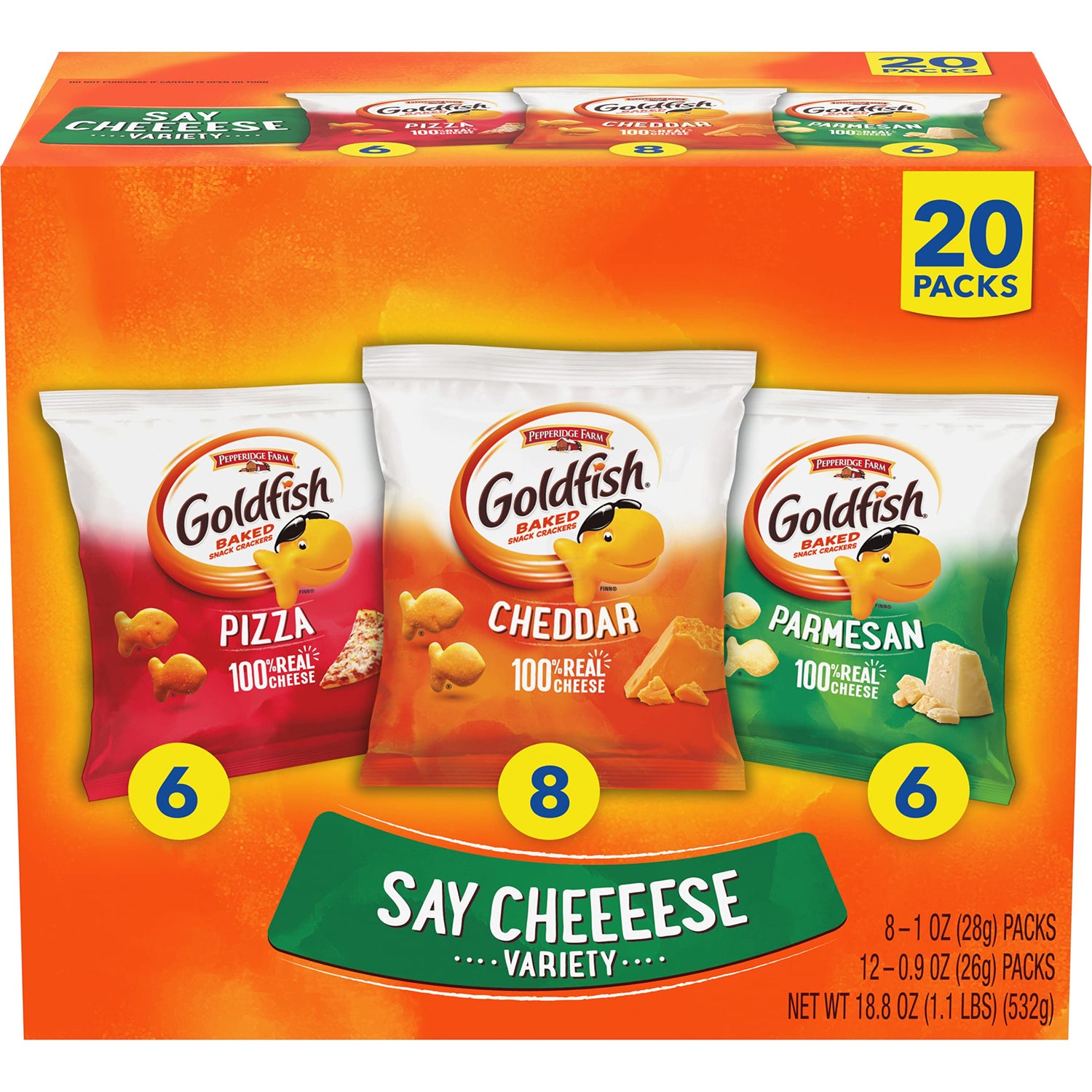 Goldfish Crackers Big Smiles Variety Pack with Cheddar, Colors, and Pretzels, Snack Packs, 30 Ct - Collins Global Snack Store