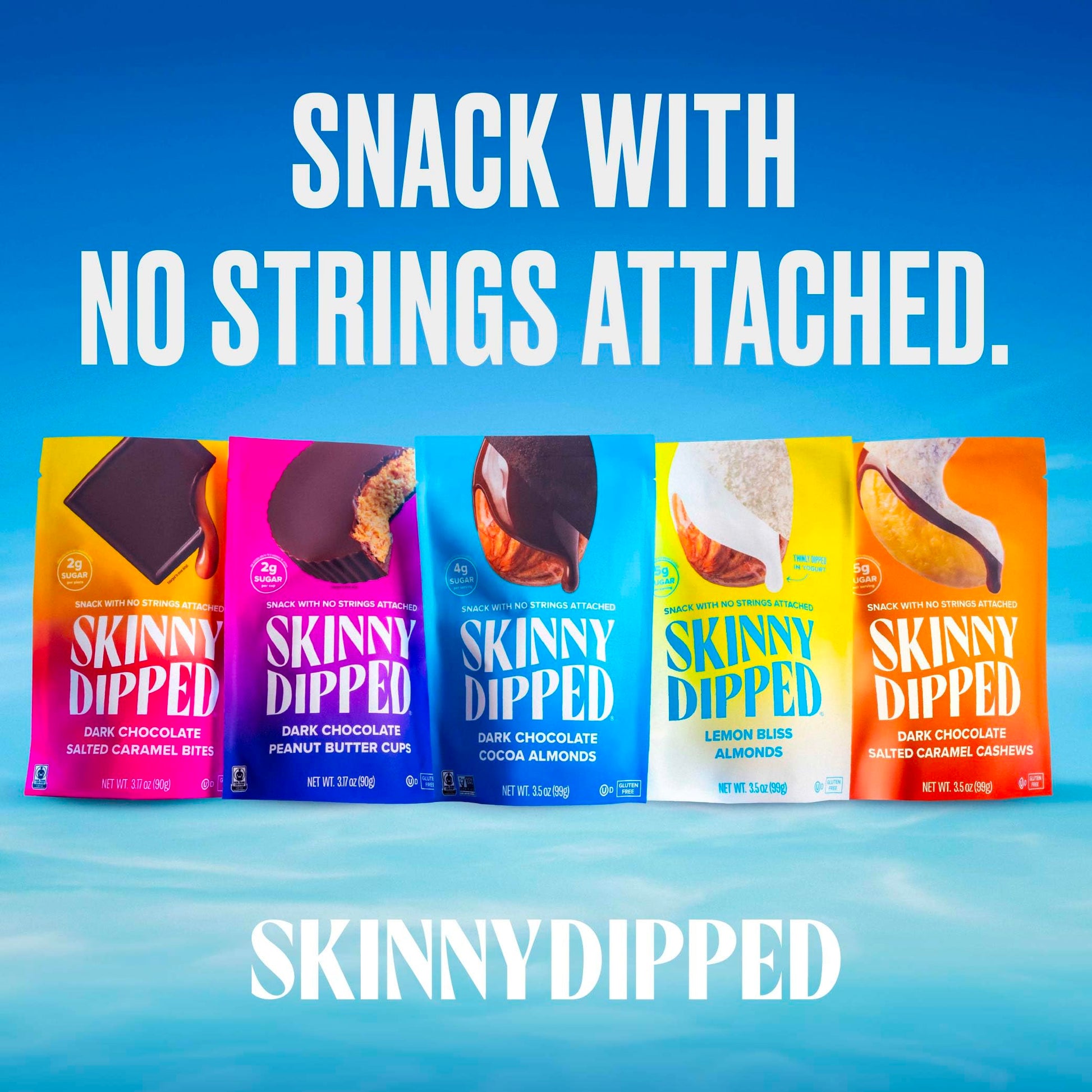 SkinnyDipped Snack Attack Minis Almond Variety Pack, Healthy Snack, Plant Protein, Gluten Free, 0.46 oz Mini Bags, Pack of 25 - Collins Global Snack Store