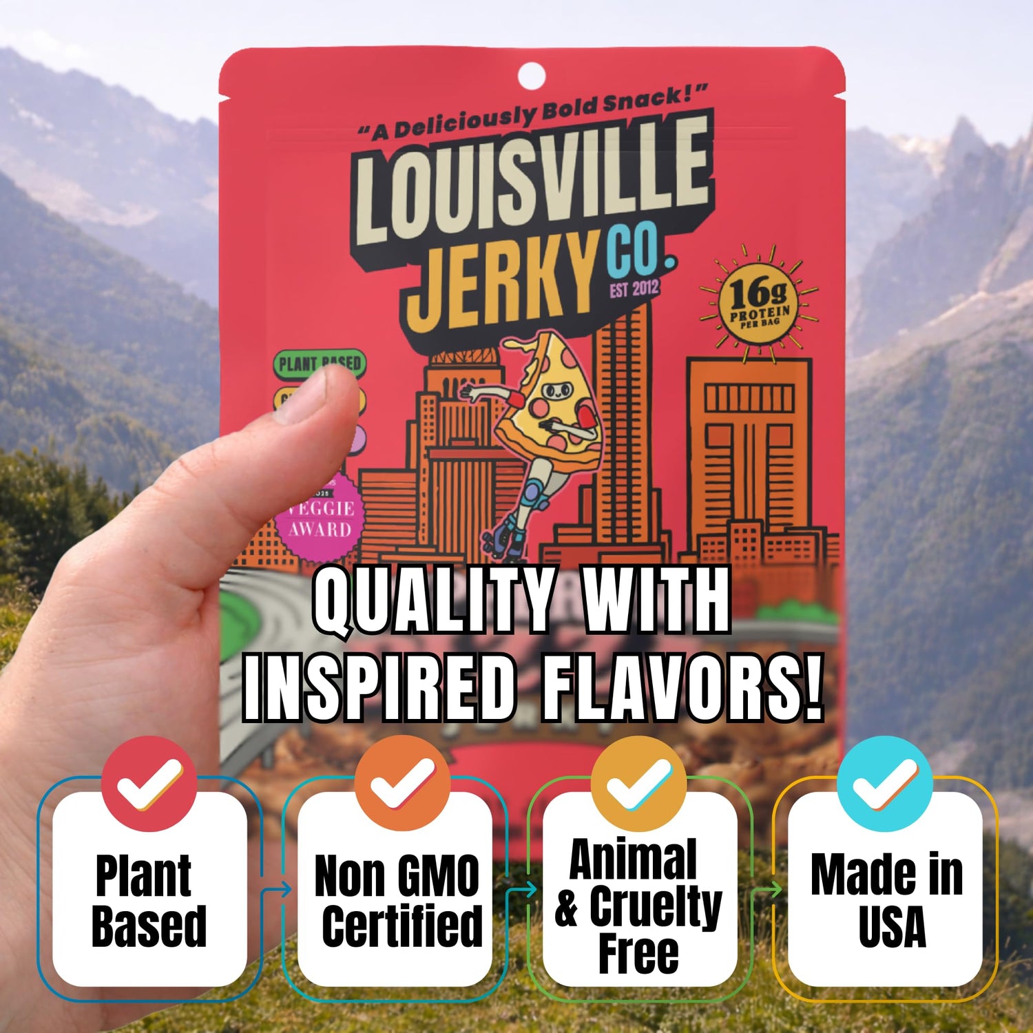Louisville Vegan Jerky Co. – Plant-Based Jerky | Gluten-Free, Non-GMO | 3 oz