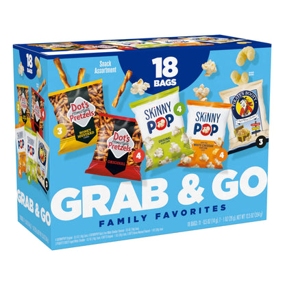 SkinnyPop Family Favorite Variety Pack – 18 bags of popcorn and snacks for convenient family snacking.
