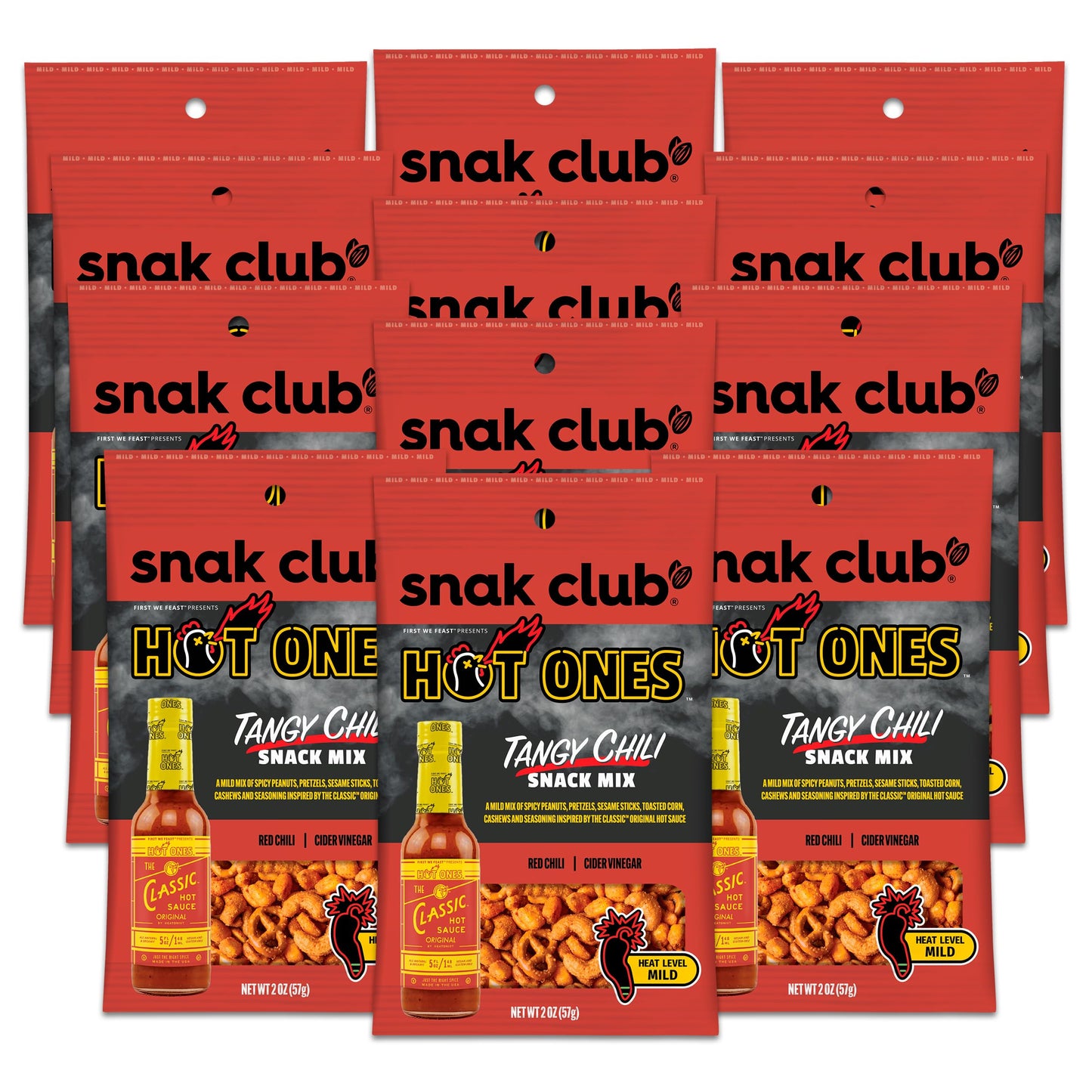 Trending Snak Club x Hot Ones Hot Habanero Snack Mix, Spicy Snacks with Peanuts, Pretzels, Sesame Sticks, Toasted Corn & Cashews, Inspired by Hot Ones Hot Sauce, 10 oz Bag