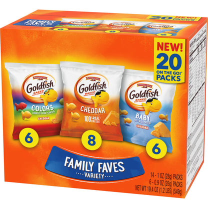 Goldfish Crackers Big Smiles Variety Pack | Cheddar, Colors &amp; Pretzels | 30 Snack Packs