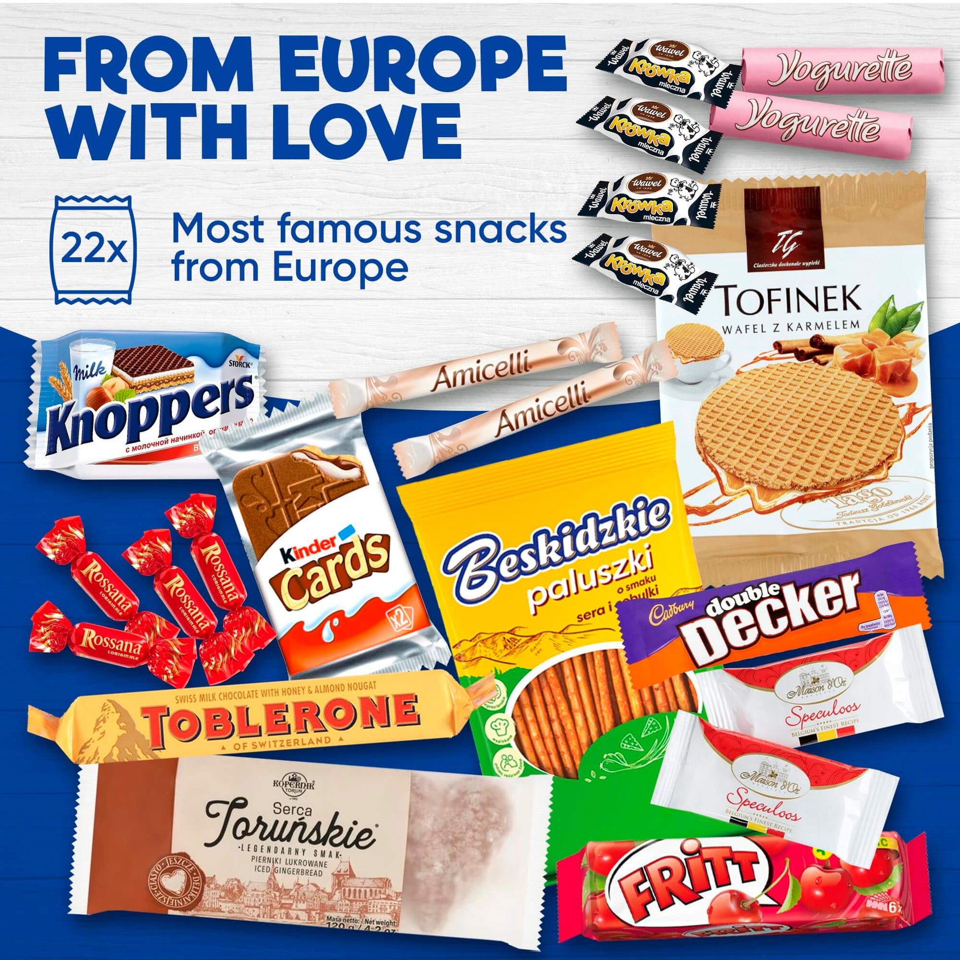 European Snack Box – 22 Authentic Snacks from Italy, Germany, Poland, Netherlands, Belgium, Switzerland, UK, Curated International Treats for a Delicious Taste Adventure - Collins Global Snack Store