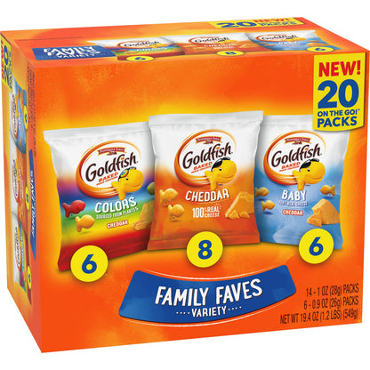 Goldfish Crackers Big Smiles Variety Pack | Cheddar, Colors &amp; Pretzels | 30 Snack Packs