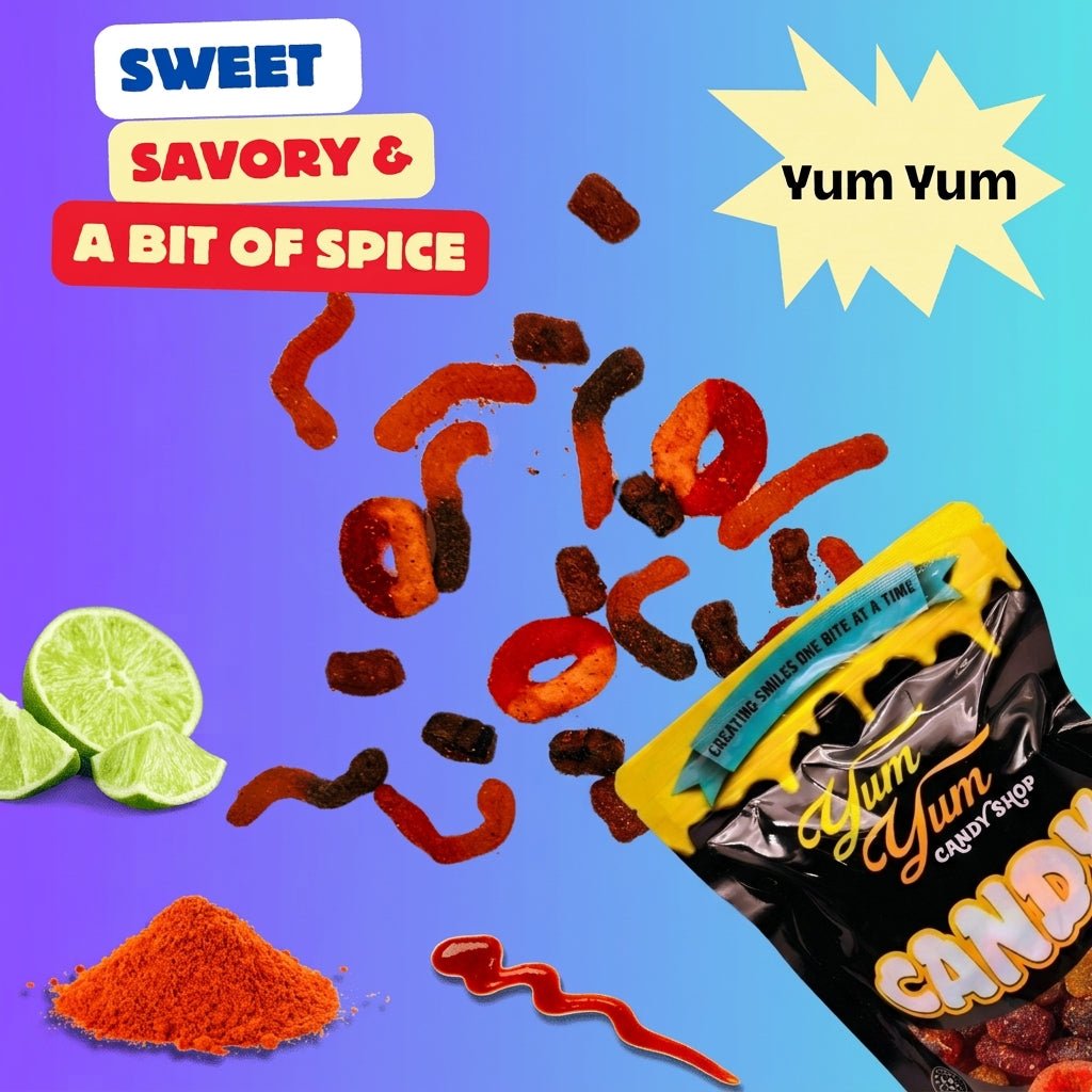Chamoy Gummy Mix – Worms, Rings &amp; Bears | Sweet, Spicy Chili Lime Dulces | Yum Yum Candy Shop