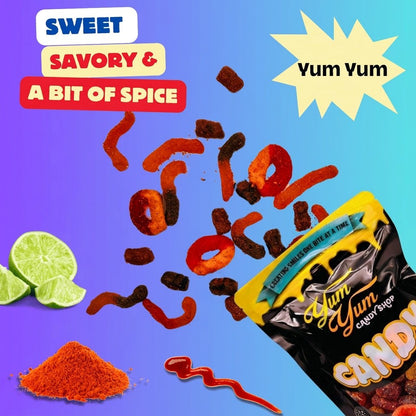 Chamoy Gummy Mix – Worms, Rings &amp; Bears | Sweet, Spicy Chili Lime Dulces | Yum Yum Candy Shop