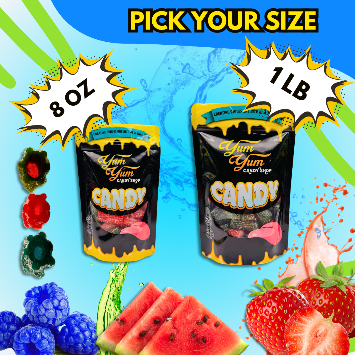 Fruit Filled Sour Licorice Twists – Watermelon, Strawberry &amp; Blue Raspberry | Yum Yum Candy Shop