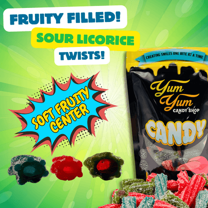 Fruit Filled Sour Licorice Twists – Watermelon, Strawberry &amp; Blue Raspberry | Yum Yum Candy Shop